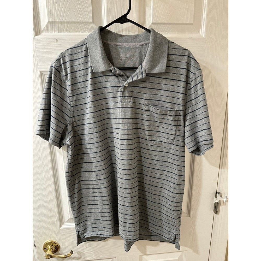 St Johns Bay Size Large Grey Polo Short Sleeve Shirt Men's